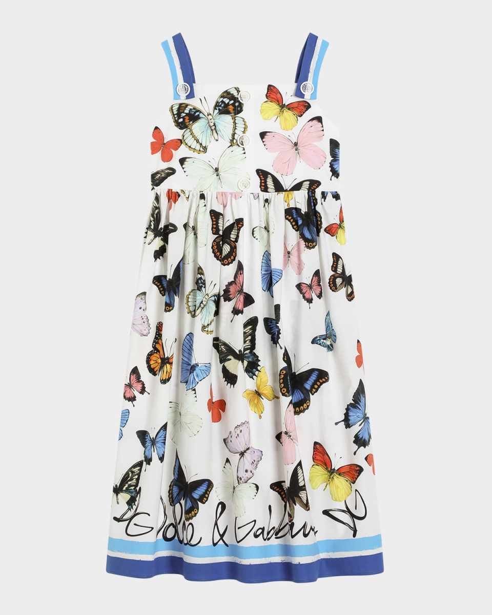 Girl's Multicolor Butterfly Printed Dress, Size 4-